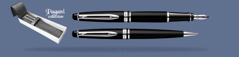 Zestaw Pióro wieczne + Długopis Waterman Expert Czarny Mat CT + Etui Kolor | Stalówka M