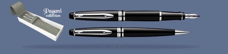 Zestaw Pióro wieczne + Długopis Waterman Expert Czerń CT + Etui Skóra Kolor | Stalówka M