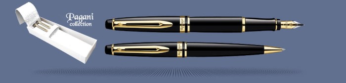 Zestaw Pióro wieczne + Długopis Waterman Expert Czerń GT + Etui Kolor| Stalówka F