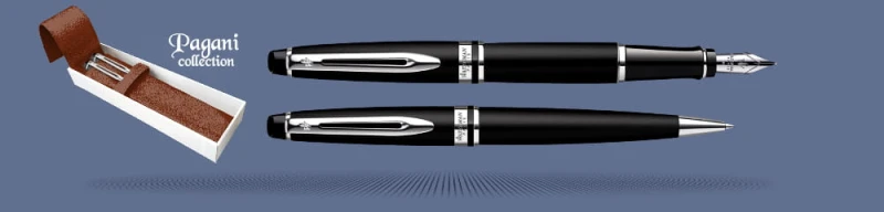 Zestaw Pióro wieczne + Długopis Waterman Expert Czarny Mat CT + Etui Kolor | Stalówka M
