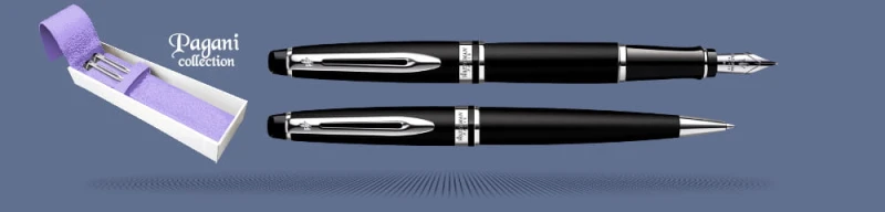 Zestaw Pióro wieczne + Długopis Waterman Expert Czarny Mat CT + Etui Kolor | Stalówka M