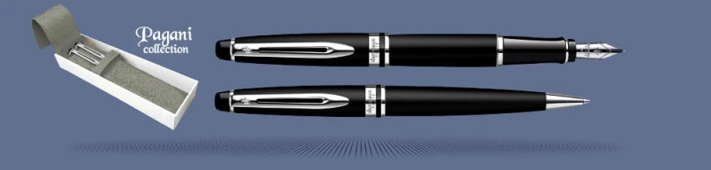 Zestaw Pióro wieczne + Długopis Waterman Expert Czarny Mat CT + Etui Kolor | Stalówka M