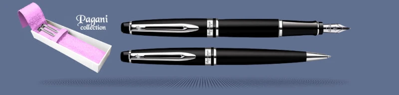 Zestaw Pióro wieczne + Długopis Waterman Expert Czarny Mat CT + Etui Kolor | Stalówka M