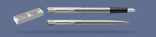 Zestaw Pióro wieczne + Długopis Waterman Graduate Chrom + Box Standard | Stalówka F