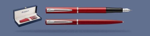  Zestaw Piśmienny Waterman Pióro wieczne + Długopis Waterman Allure/Graduate Czerwony Mat CT + Box Premium | Stalówka F - 2068193_2068194