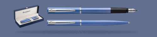  Zestaw Piśmienny Waterman Pióro wieczne + Długopis Waterman Allure/Graduate Niebieski Mat CT + Box Premium | Stalówka F - 2068191_2068195