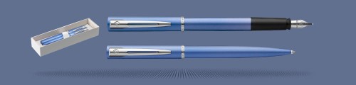  Zestaw Piśmienny Waterman Pióro wieczne + Długopis Waterman Allure/Graduate Niebieski Mat CT + Box Standard | Stalówka F - 2068191_2068195