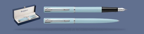 Zestaw Pióro wieczne + Długopis Waterman Allure Pastel Niebieski Mat CT + Box Premium | Stalówka  F - 2105222_2105224