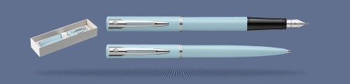  Zestaw Pióro wieczne + Długopis Waterman Allure Pastel Niebieski Mat CT + Box Standard | Stalówka  F - 2105222_2105224