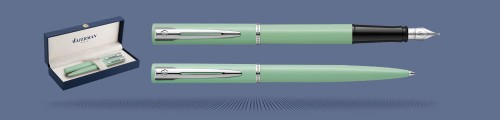  Zestaw Pióro wieczne + Długopis Waterman Allure Pastel Miętowy Mat CT + Box Premium | Stalówka  F - 2105302_2105304