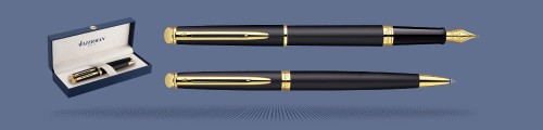 Zestaw Piśmienny Waterman Pióro wieczne + Długopis Waterman Hémisphère Czarny Mat GT | Stalówka F