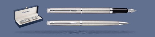 Zestaw Piśmienny Waterman Pióro wieczne + Długopis Waterman Hémisphère Stalowa CT | Stalówka F