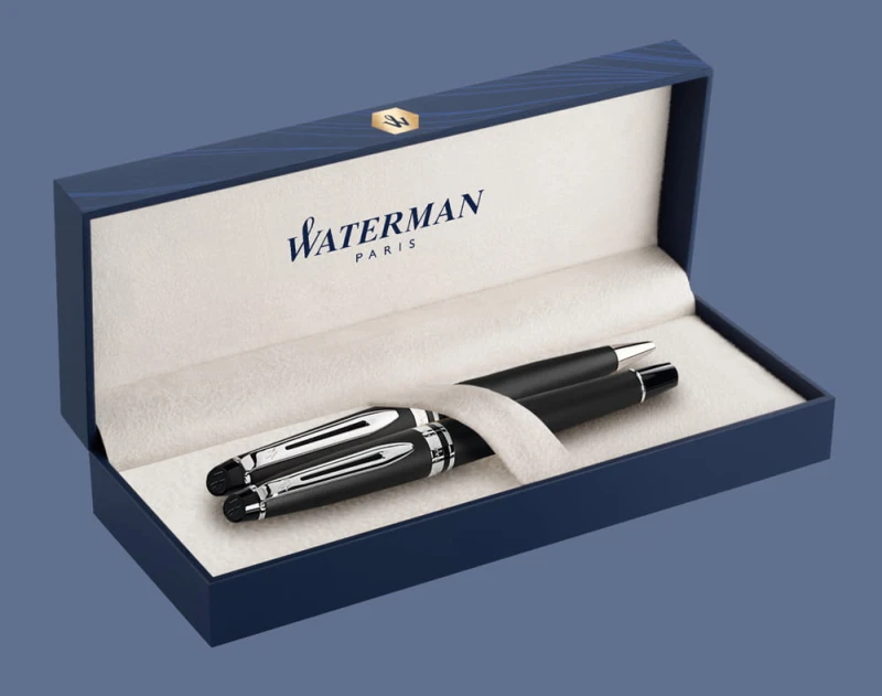 Zestaw Piśmienny Waterman Pióro wieczne + Długopis Waterman Expert Czarny Mat CT | Stalówka M + BOX Premium