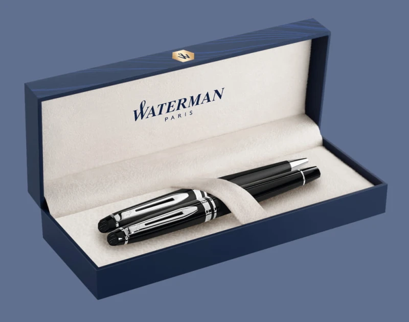 Zestaw Piśmienny Waterman Pióro wieczne + Długopis Waterman Expert Czerń CT | Stalówka M + BOX Premium