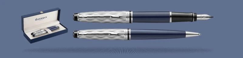 Zestaw Piśmienny Waterman Pióro wieczne + Długopis Waterman Expert L'essence Du Blue CT | Stalówka F