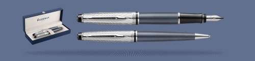 Zestaw Piśmienny Waterman Pióro wieczne + Długopis Waterman Expert Deluxe Metalic Grafitowy CT | Stalówka F 