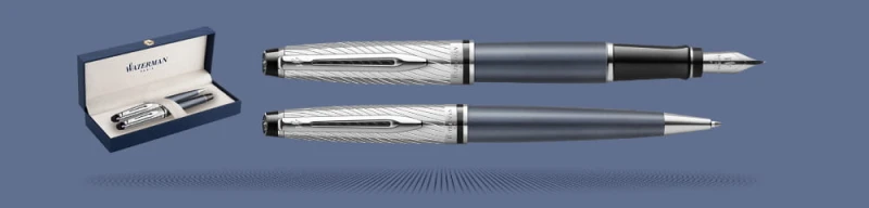 Zestaw Piśmienny Waterman Pióro wieczne + Długopis Waterman Expert Deluxe Metalic Grafitowy CT | Stalówka F