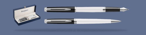 Zestaw Piśmienny Waterman Pióro wieczne + Długopis Waterman Hémisphère Color-Block Black-White CT | Stalówka F