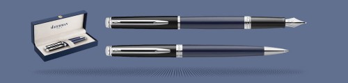 Zestaw Piśmienny Waterman Pióro wieczne + Długopis Waterman Hémisphère Color-Block Black-Blue CT | Stalówka F