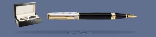 Zestaw Pióro wieczne Waterman Exception Reflets De Paris GT + Wood Box Black - 2200948 | Stalówka F