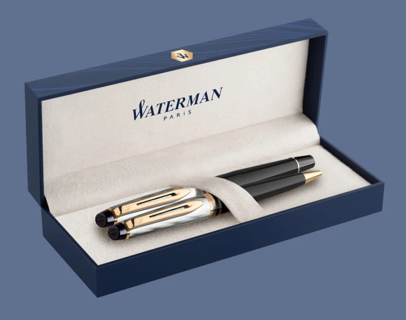Zestaw Piśmienny Waterman Pióro wieczne + Długopis Waterman Expert Reflets De Paris GT | Stalówka F + BOX Premium