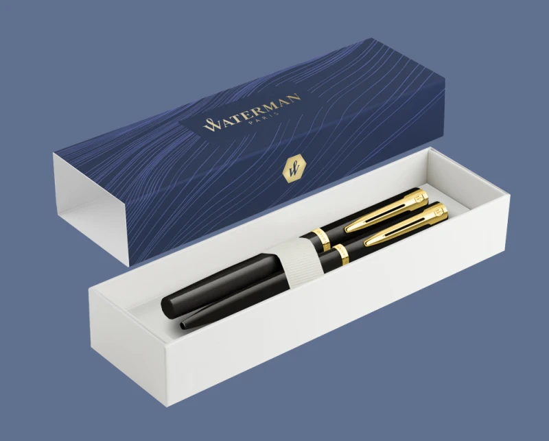 Zestaw Pióro wieczne + Długopis Waterman Impression Czarny GT + Box Standard | Stalówka F - 2225499_2225501