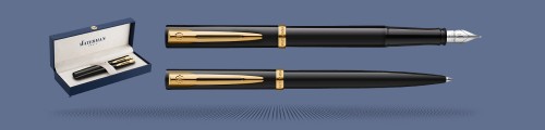 Zestaw Pióro wieczne + Długopis Waterman Impression Czarny GT + Box Premium | Stalówka F - 2225499_2225501