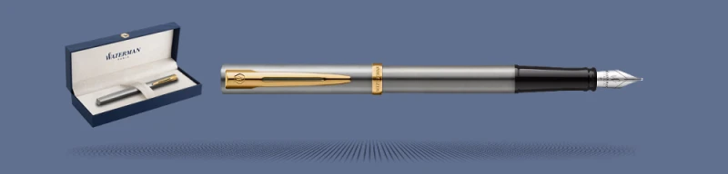 Pióro wieczne Waterman Impression Stalowy GT + Box Premium | Stalówka F - 2225493
