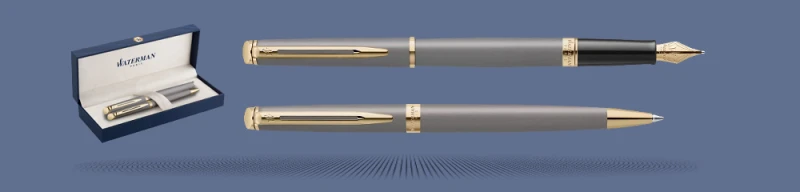 Zestaw Pióro wieczne + Długopis Waterman Hémisphère Stone GT | Stalówka F - 2217943_2217946