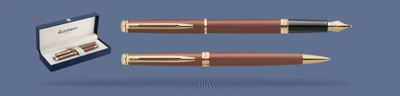 Zestaw Pióro wieczne + Długopis Waterman Hémisphère Copper GT | Stalówka F - 2217947_2217950