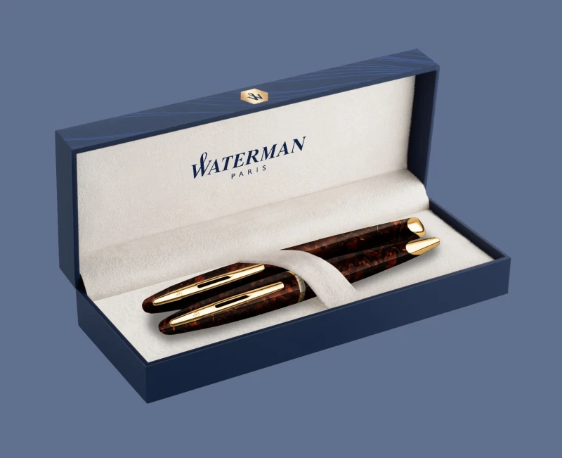 Zestaw Piśmienny Waterman Pióro wieczne + Długopis Waterman Carène Morski Bursztyn GT | Stalówka F/18K