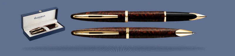 Zestaw Piśmienny Waterman Pióro wieczne + Długopis Waterman Carène Morski Bursztyn GT | Stalówka F/18K