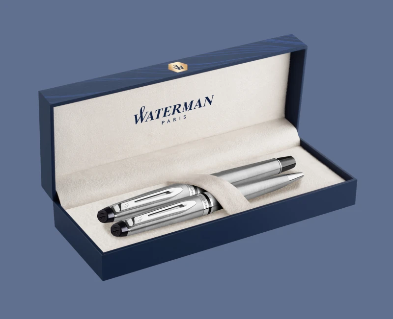 Zestaw Pióro wieczne + Długopis Waterman Expert Stalowy CT | Stalówka M