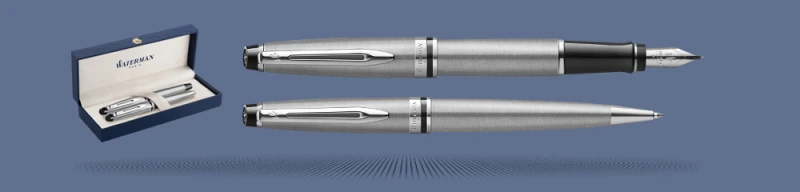 Zestaw Pióro wieczne + Długopis Waterman Expert Stalowy CT | Stalówka M