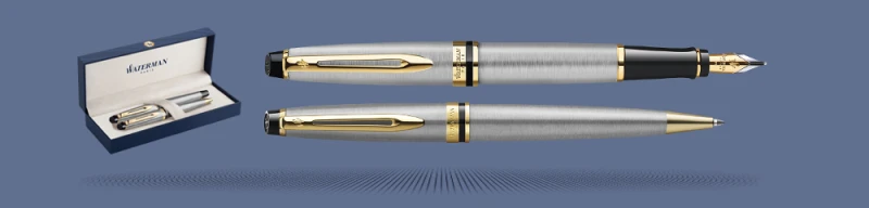 Zestaw Pióro wieczne + Długopis Waterman Expert Stalowy GT | Stalówka F