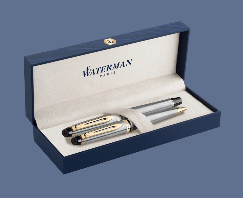 Zestaw Pióro wieczne + Długopis Waterman Expert Stalowy GT | Stalówka F
